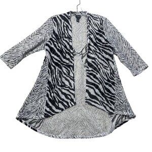 Chico's Traverlers Collection Zebra Print‎ Jacket Women's S 0 Open Front